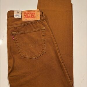 Levis 501 Jeans New Mens Original Button Fly Color Mustard Brown​